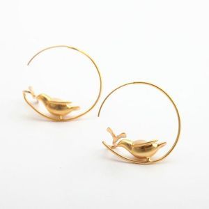 Tory Burch Gold Dove Bird Hoop Earrings with Dust Bag